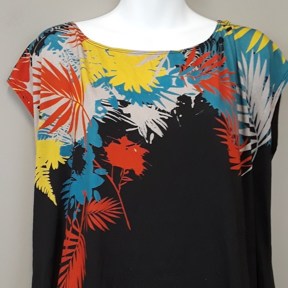 RENDEZVOUS short sleeve floral top size L - Picture 4 of 6